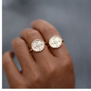 Boho Round Coin Ring Gold or Silver Tone size 6,7,8